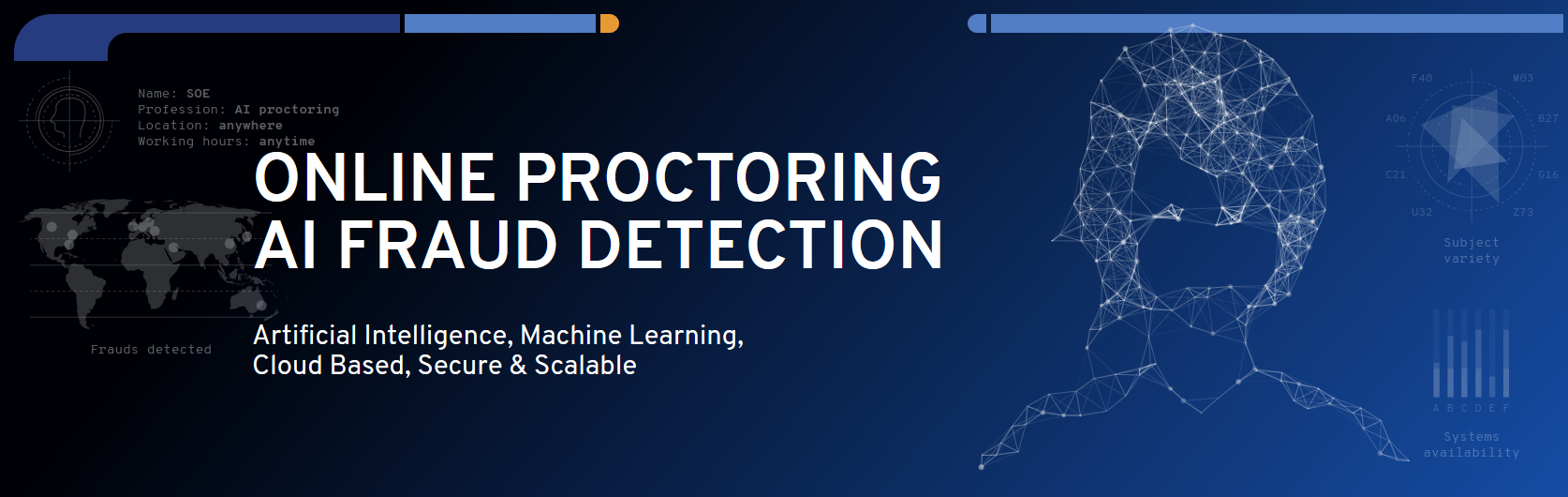 SecureOnlineExam SOE Proctoring with AI fraud detection Artificial Intelligence,
                    Machine Learning, Cloud Based, Secure & Scalable 